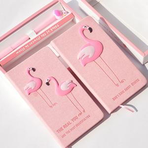 China Flamingo Pink PU Leather Notepads And Stationery Waterproof Notebook A6 Gift Set Hardcover factory