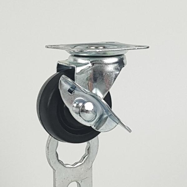 Light Duty 2 Inch Black Rubber Casters Side Brake Soft Swivel Caster Wheel For