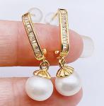 Elegant Earring for Women Gold Color with Big Round Pearl Earring Classic