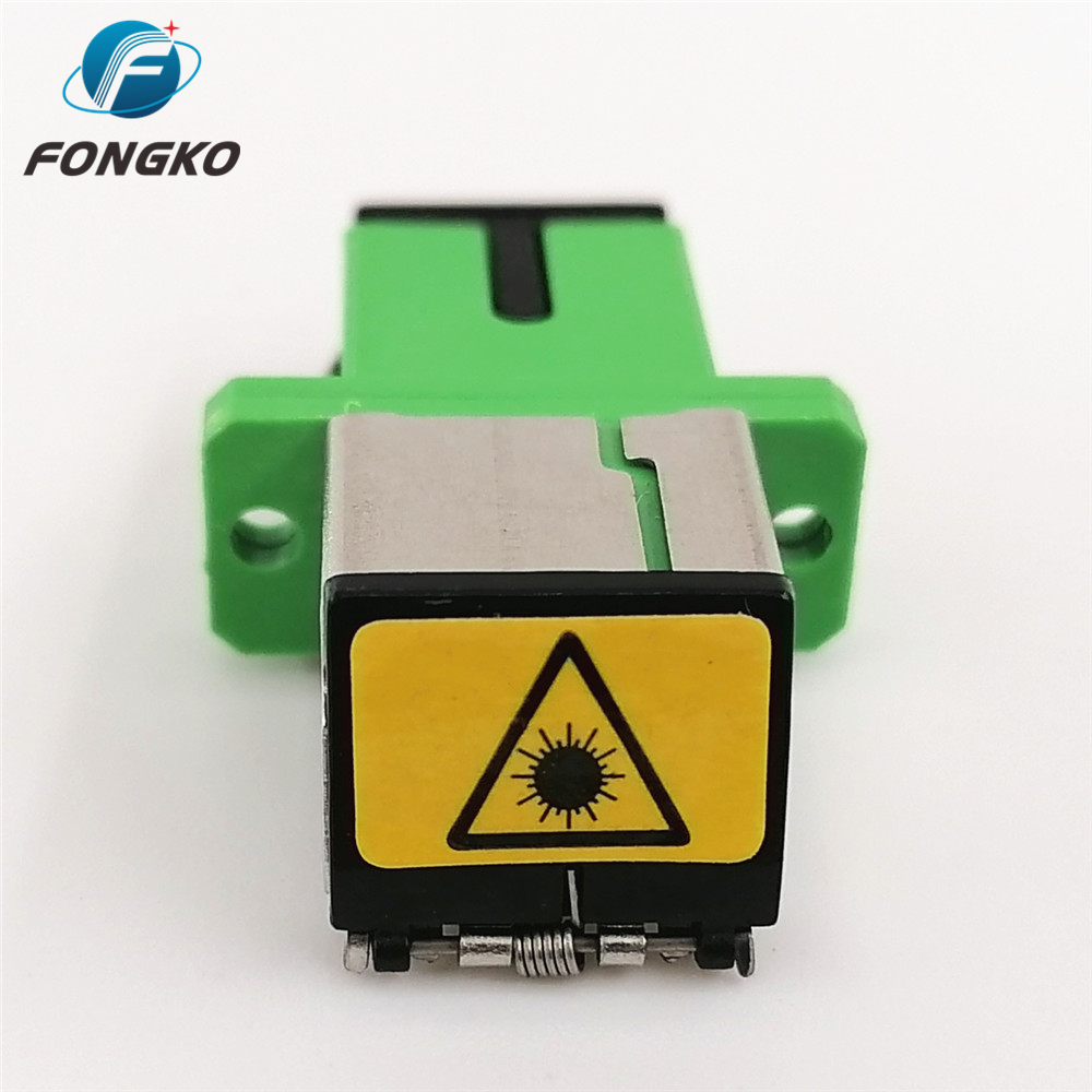 Hot sales Plastic Metal APC/SC Auto Shutter Adaptor Black Dust Cover SC/APC Fiber Optic Adapters