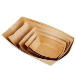 Kraft Paper Food Tray , disposable Kraft Paper Boat Tray With PLA Coating Fast