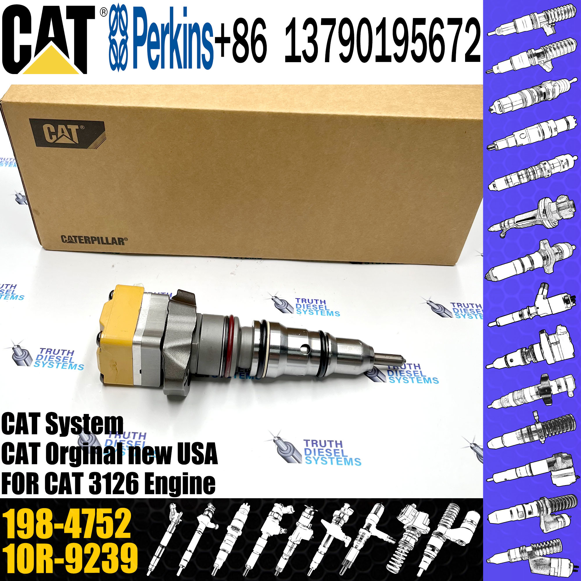 Diesel fuel injector 174-7527 232-1183 OR-9350 111-7916 198-4752 1OR-9239 174-7526 for C-A-T 3126 Diesel Engine