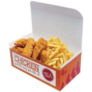 Takeout fried chicken box food grade customized logo biodegradable white