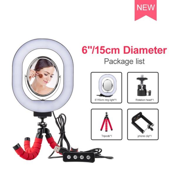 Selfie Oval Beauty Fill Light 5W USB Stepless Dimmable Lamp With Mirror Live