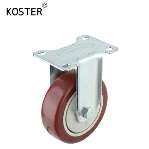 3" 4" 5" PVC/PU Red Top Plate Threaded Stem Castor Trolley Wheels with Brake and