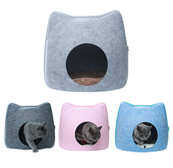 wool cat bed cave