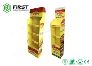 China Supermarket Carton Display 4 Tiers Floor Stand Cardboard Display For Snacks factory