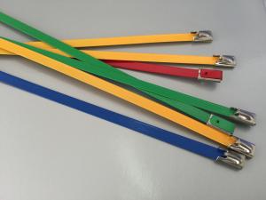 China Uv Solar Ss304 / Ss316 Epoxy Coated Stainless Steel Cable Ties 100 Pcs / Bag Pack factory