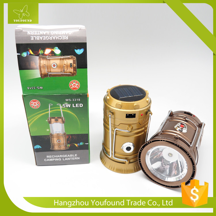 WS-3318 Telescopic Style USB Solar Rechargeable Handle Crank Led Camping Lantern