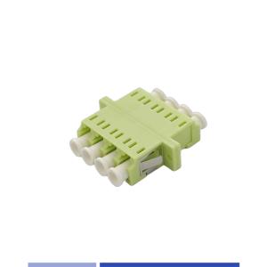 China Fiber Optic Adapter OM5 LC UPC Quad Optical Coupler with flange Lime Green factory