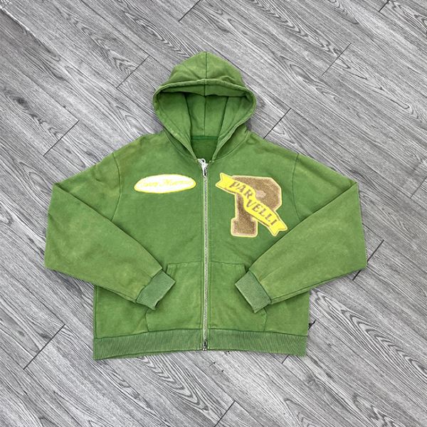 Customized Colors Hoodie Men Zipper Chenille Embroidery Oversized Cropped Hoodie Streetwear With Customized Printing Label