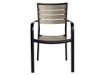 Patio Restaurant Aluminum And Poly Wood Outdoor Black Dining Chairs With Arm