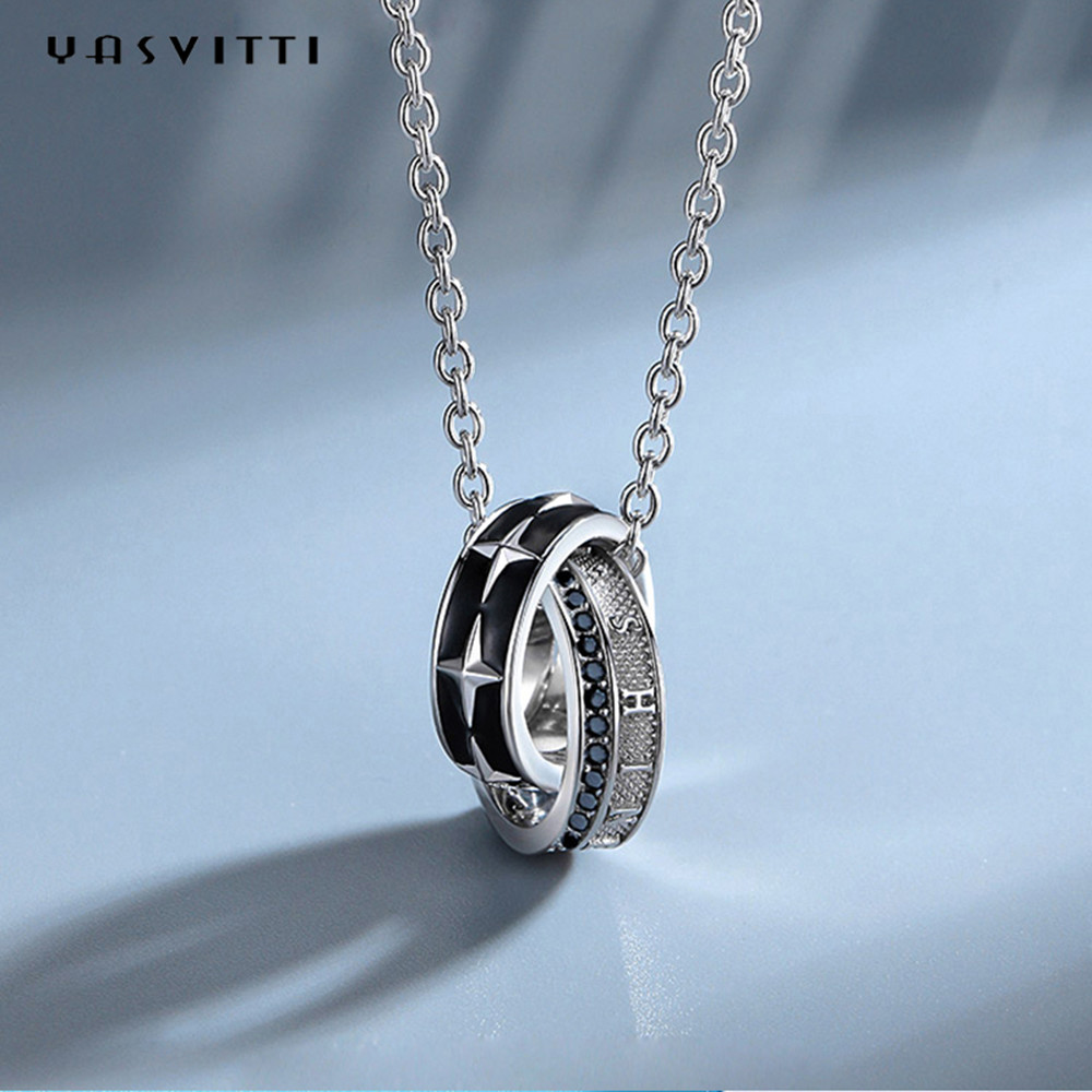 Horsewhip Stainless Steel Jewelry 0.1oz 2.6ft Double Ring Pendant Necklace 316L