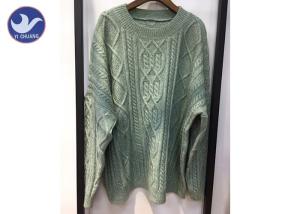 China Korean Stylish Crew Neck Cable Knit Cardigan , Big Loose Winter Wool Jumpers factory