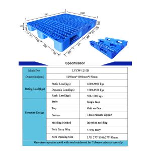 Light Structure Euro Plastic Pallet 1200 X 1200 300KG-800KG Rack Load