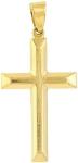 18K Yellow Gold Cross Pendant - Beveled Edge Charm for Men Religious Jewelry for