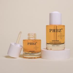 China 30ml/50ml Flat Shoulder Glass Dropper Serum Bottle Clear Hair Oil Dropper Bottle factory