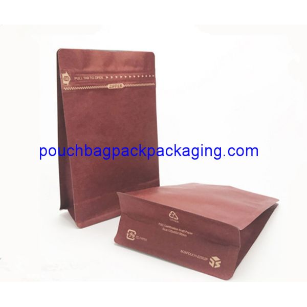 Square Block Flat Bottom bag, block bottom pouch with zip lock and valve for