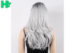 Ombre Grey Non Lace Long Synthetic Wigs High Temperature Fiber Side Part