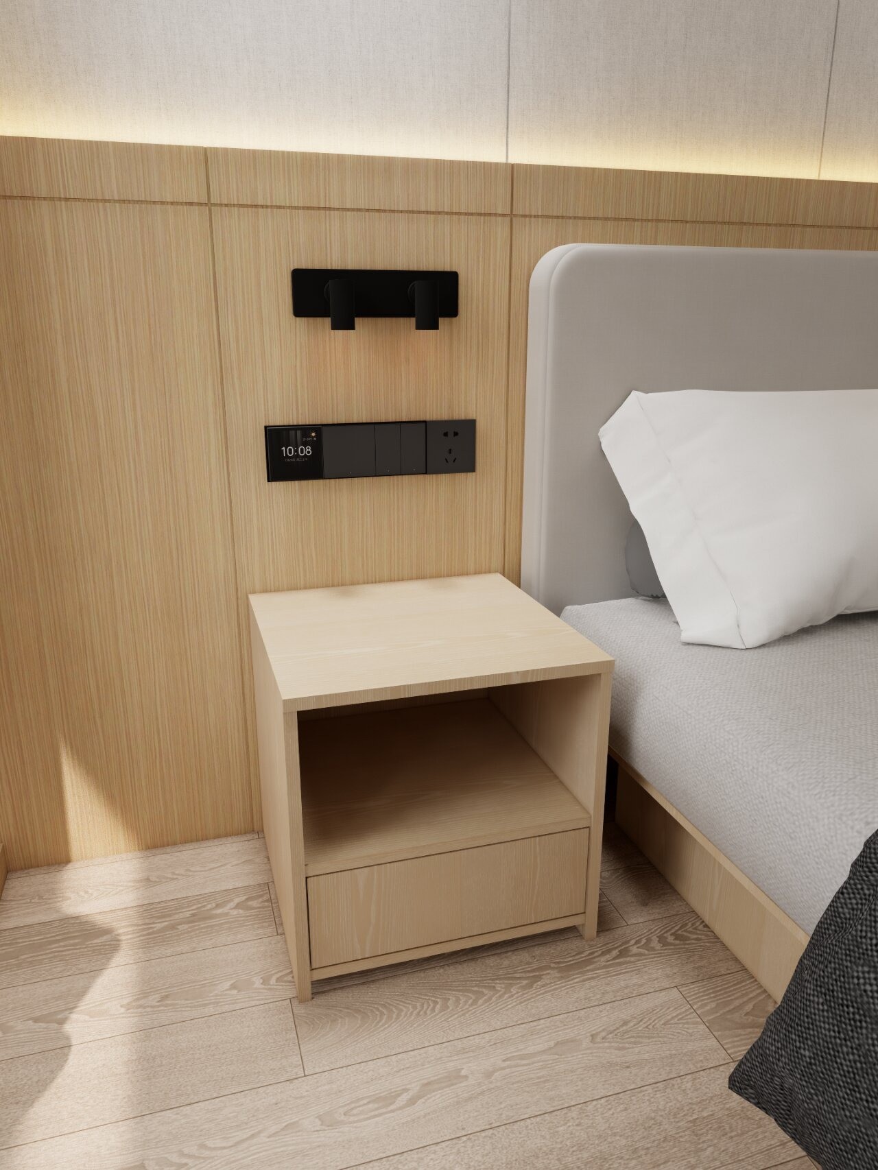 High Grade Hotel Bedroom Furniture Artificial Leather Eco - Friendly Panel