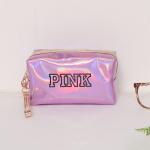 Wholesale 4 Colors Pink Shiny PU Leather Cosmetic Wristlet Bag