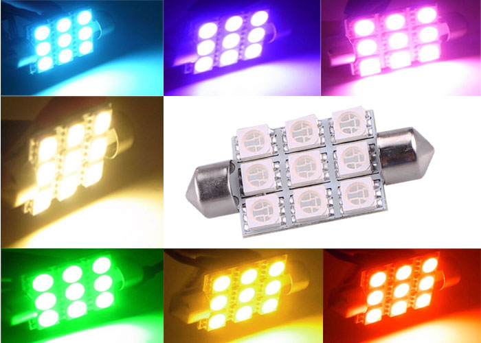 Festoon 41mm 9pcs 5050smd Car Reading Light Lamp Stable Emitting
