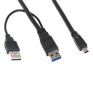 China 0.6M 2FT USB 3.0 Y-Cable USB 3.0 A Male To MINI 10P Male + USB2.0 Power supply factory