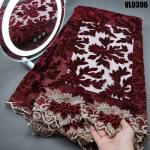 Water Soluble Supoo Tulle Lace with Velvet African Lace/Senegal Fabric Wedding