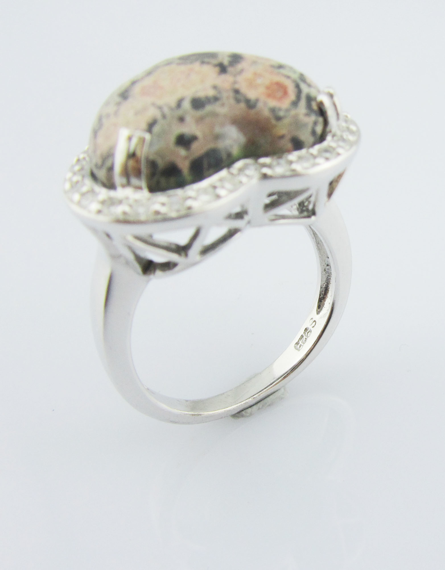 925 Silver Divine Gemstone Rings With 20-30mm Main Stone Sterling Silver Engraved Rings Sterling Silver Heart Ring