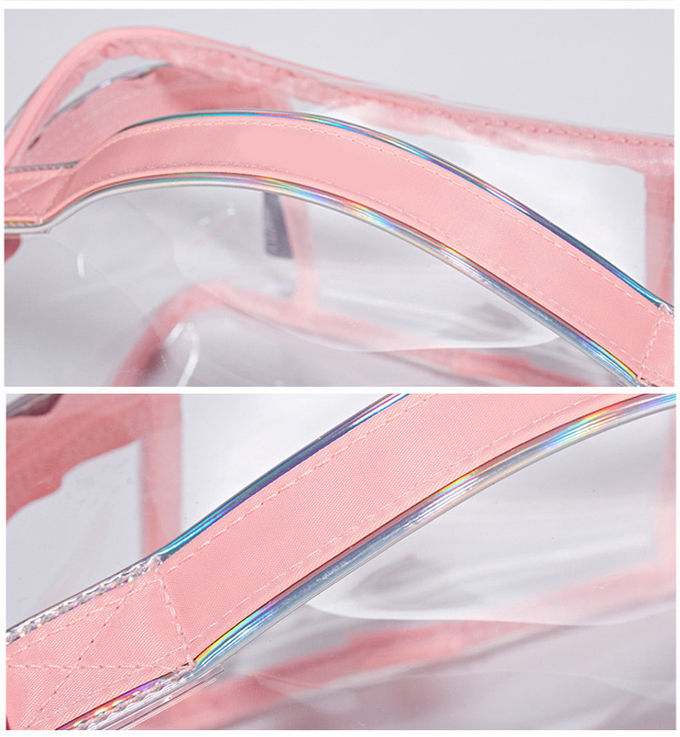 Fashion Ladies Waterproof Clear PVC Travel Cosmetic Case Bag With Handle