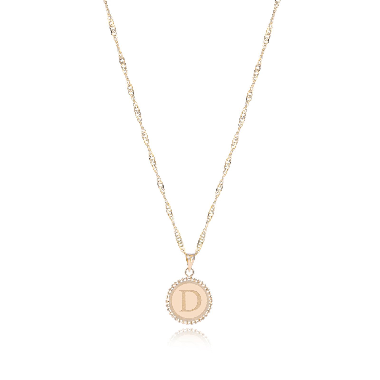 18K Gold ‘D’ Pendant Necklac