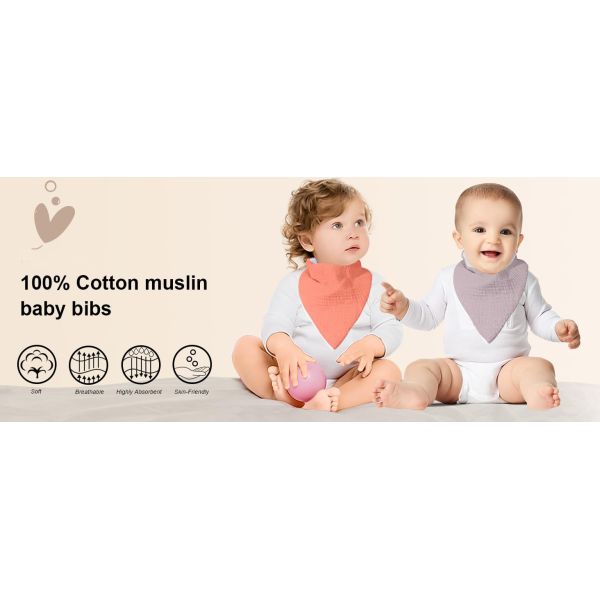 Soft Triangular Muslin Cotton Bibs Infant Feeding Bib For Unisex Baby