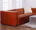 Black Vintage Retro Leather Couch Sofa For Living Room