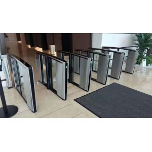 China Swing Barrier Turnstile featuring automatic arm open on power off and delayed close for emergency and operational safety factory