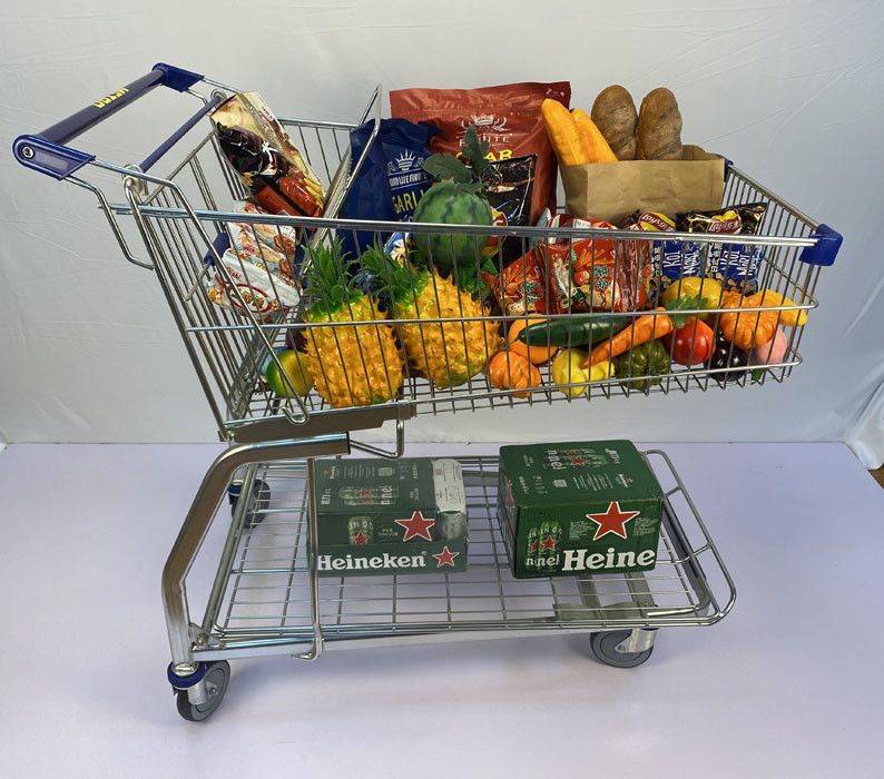 Galvanized Supermarket Trolleys Travellator Wheel Metal Shopping Trolley