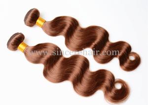 China Top Quality 55 CM Body Wave Light Brown Remy Human Hair Weft Extensions for sale factory