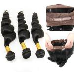 8A Smooth 360 Lace Frontal Loose 24 Inch Wave 3 Bundles Human Hair Weave