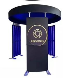 China 3 Panel Colorful Light 360 Photo Booth Enclosure Custom Logo Design factory