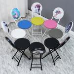 Outdoor Furniture Portable Folding Metal Frame Leather Round Stool Chair with