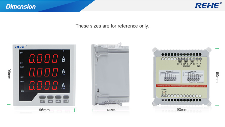 3 Phase Digital Ampere Meter Current Meter Rs485 Modbus Meter