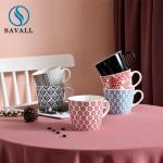 Round Colored Ceramic Porcelain Mugs Porcelain Latte Cups OEM