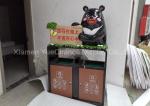 Public Shopping Centre Decorations Dustbin With Black Bear Statue