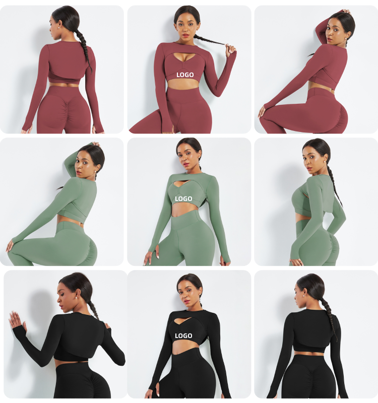 Polyester/Spandex Fabric HEXIN Seamless High Waist Women Yoga Set for Gym Fitness