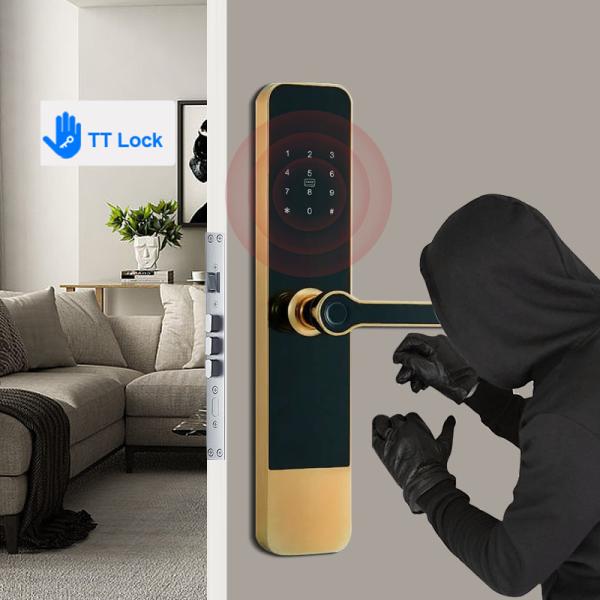 Anti Peep Smart Fingerprint Door Lock Aluminium Alloy Touch Screen Front Door