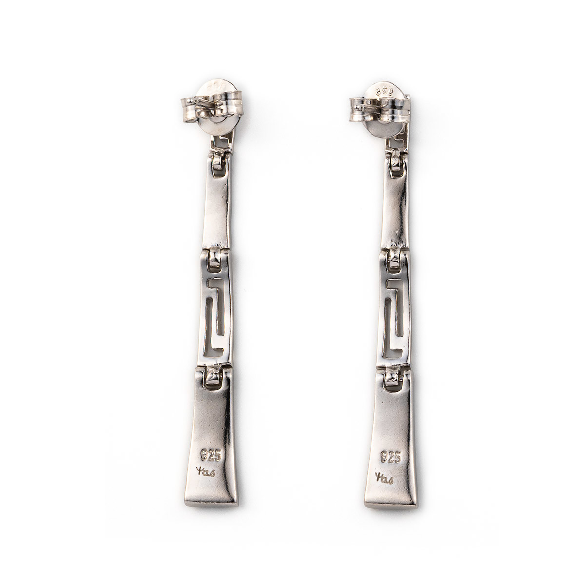 With Sterling Blue Opal Dangle Earrings with Greek Key Unique vintage design Earrings For Women