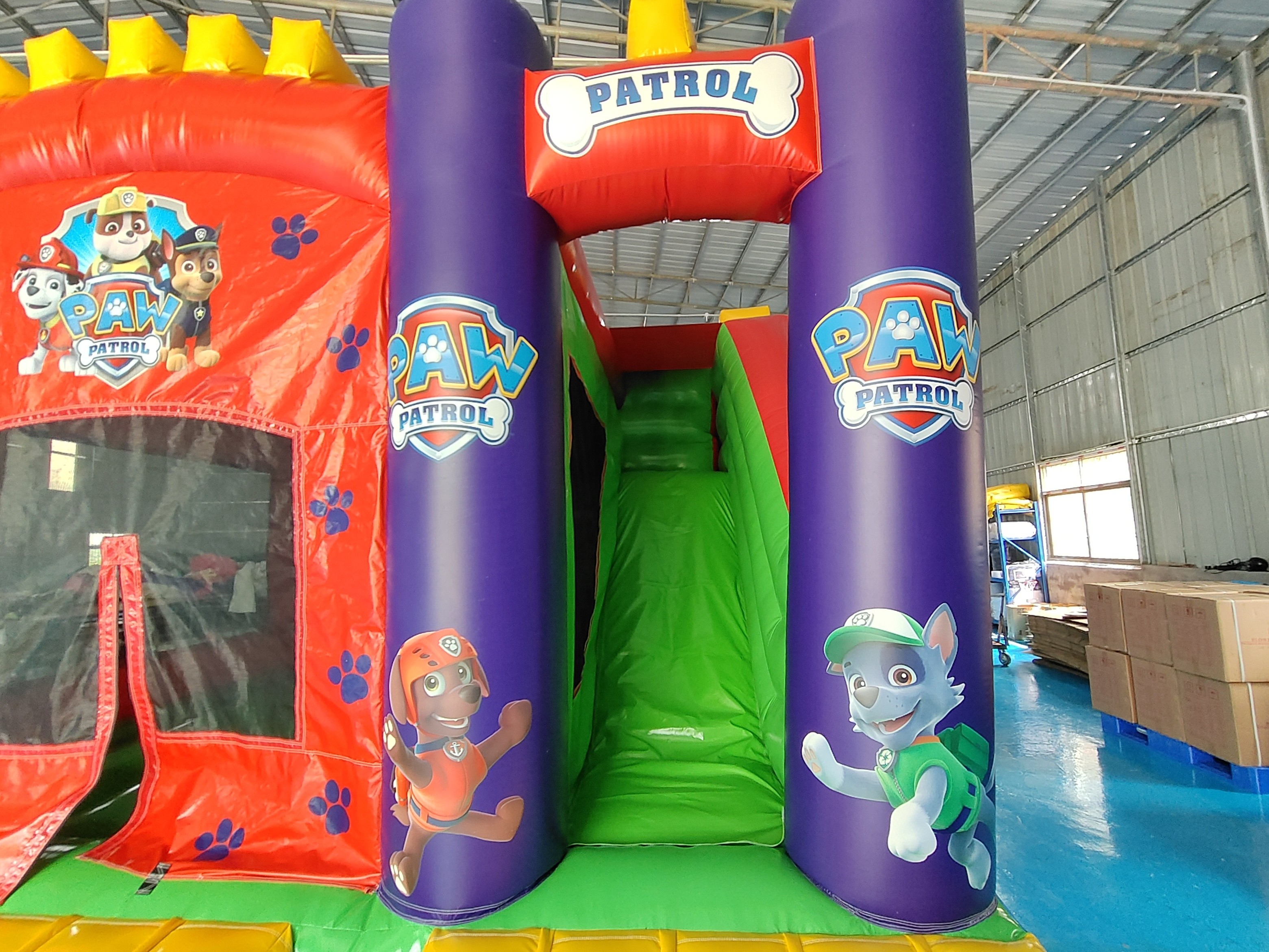 Funny Party Playground Inflatable Games Patrol Cartoon Inflatable Bouncy House With Slide Inflatable Combo For Kids