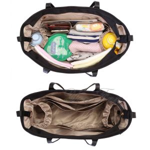 Diaper Totes Handbag with Changing Pad Baby Stroller Leather