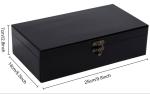 Rectangle Black Wooden Storage Box With Hinged Lid 9.7x5.5x2.7Inch