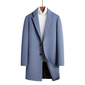 China Wool Jacket Coat Australasian Wool Single Breasted Long-Sleeve Plush Peacoat for Men factory