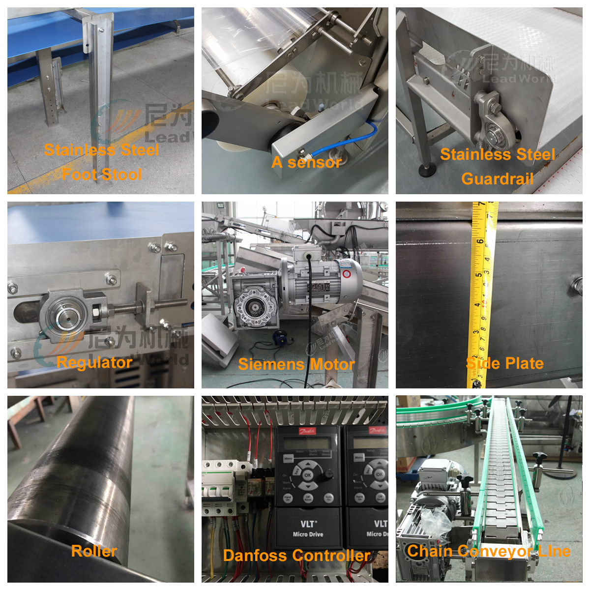Food Industry Packaging Production Line Table Top Chain Belt Conveyor Design